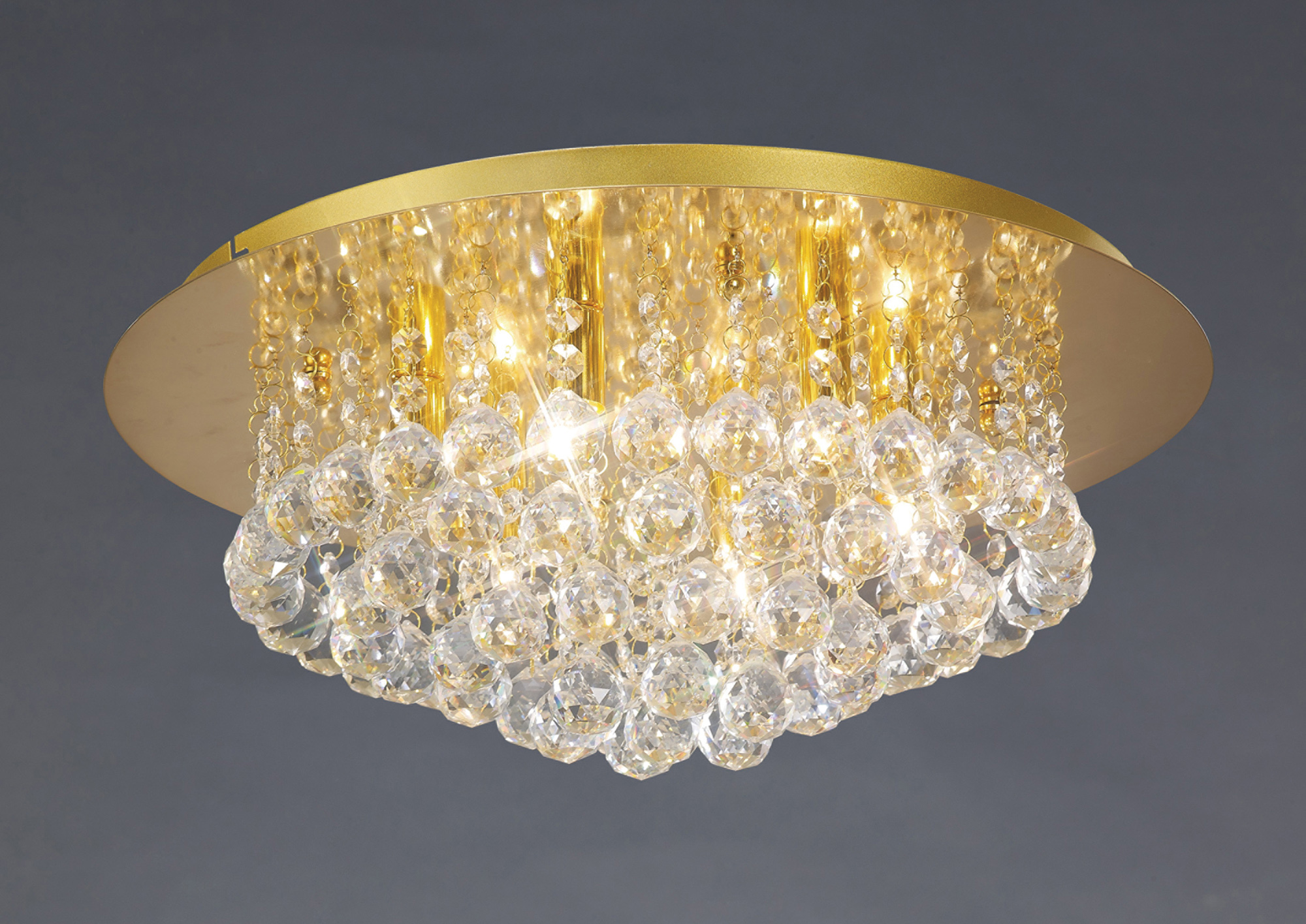 D0005  Dahlia 45cm Crystal Flush Ceiling 6 Light French Gold; Clear